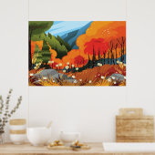 Illustration über die Landschaft des hellen Herbst Poster (Küche)