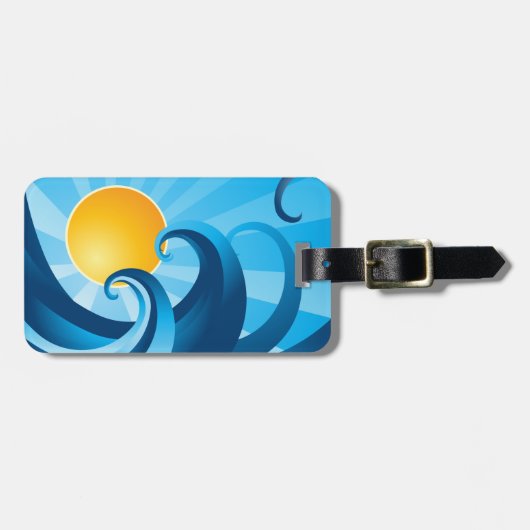 Illustration über die Sonne und das Surf Sea Wave Gepäckanhänger (Vorderseite horizontal)