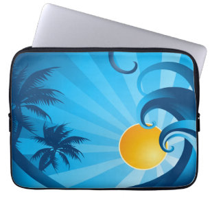 Illustration über die Sonne und das Surf Sea Wave Laptopschutzhülle