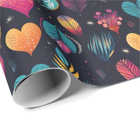 Illustration über farbenfrohe Herzen Geschenkpapier (Rolleneckpunkt)