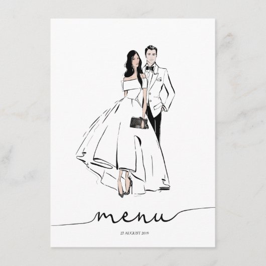 Illustration über Groom und Bride Menükarte (Vorderseite)