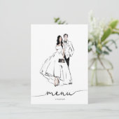 Illustration über Groom und Bride Menükarte (Stehend Vorderseite)