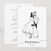 Illustration über Groom und Bride Menükarte (Vorne/Hinten)