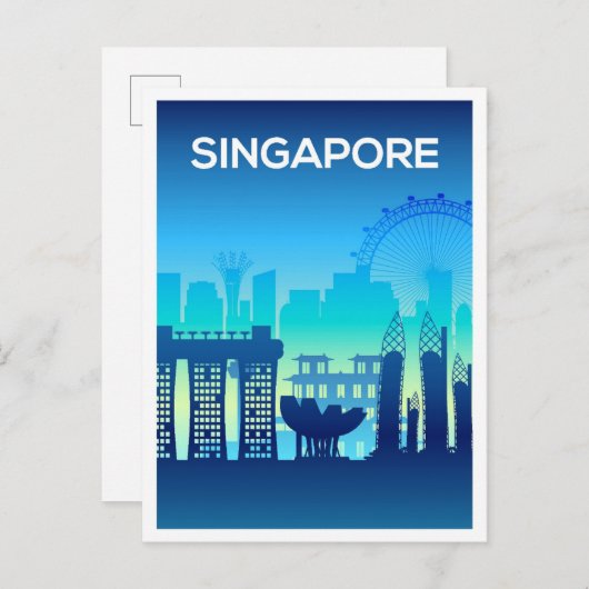 Illustration über Kunstreisen in Singapur Postkarte (Vorne/Hinten)