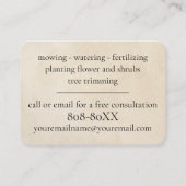 Illustration über Landschaftsgestaltung und Körper Visitenkarte (Rückseite)