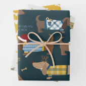 Illustration über niedliche Weihnachtskostüme und Geschenkpapier Set (Beispiel)