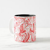 Illustration über rote Blume und Herz Zweifarbige Tasse (Vorderseite Links)