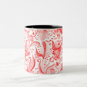 Illustration über rote Blume und Herz Zweifarbige Tasse (Mittel)