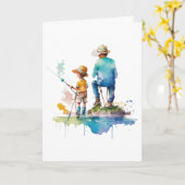 Illustration über Vater und Sohn Wasserfarbe Kunst Karte (Gelbe Blume)