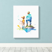 Illustration über Vater und Sohn Wasserfarbe Kunst Leinwanddruck (Insitu (Holzboden))