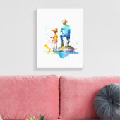 Illustration über Vater und Sohn Wasserfarbe Kunst Leinwanddruck (Insitu (Wohnzimmer))