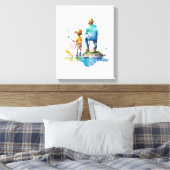 Illustration über Vater und Sohn Wasserfarbe Kunst Leinwanddruck (Insitu (Schlafzimmer))