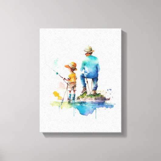 Illustration über Vater und Sohn Wasserfarbe Kunst Leinwanddruck (Vorderseite)