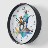 Illustration über Vater und Sohn Wasserfarbe Kunst Uhr (Winkel)