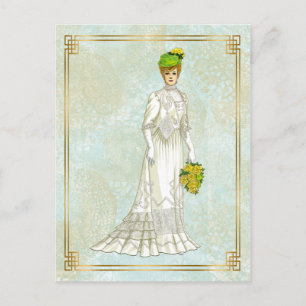 Illustration über Vintage Edwardian Wedding Fashio Postkarte