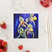 Illustration über Wasserfarben-Dame Slipper-Orchid Serviette (Beispiel)