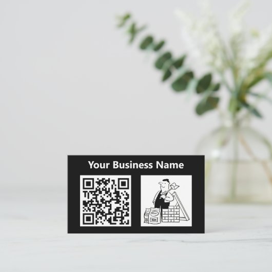 Illustration und QR-Code für Builder-Gebäude Visitenkarte (Stehend Vorderseite)