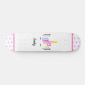 Illustration Unicorn Crown Girl Name Pink Lila Skateboard (Horizontal)