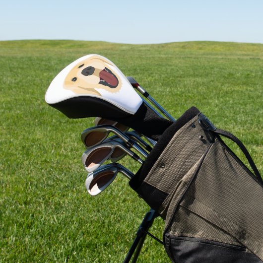 Illustration verfolgt Gesicht goldenes Retriver Golf Headcover (In SItu)