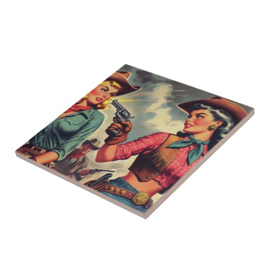 Illustration Vintager Cowgirls Fliese (Seite)