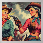 Illustration Vintager Cowgirls Poster (Vorne)