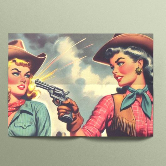 Illustration Vintager Cowgirls Seidenpapier