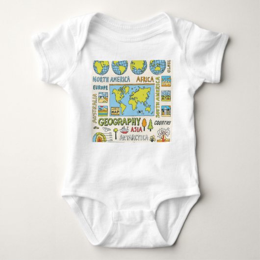 Illustration Vintager Geografie Baby Strampler (Vorderseite)