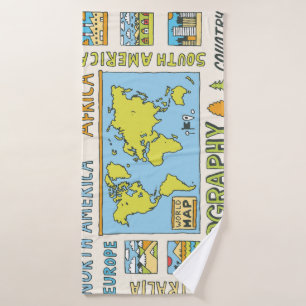 Illustration Vintager Geografie Badehandtuch