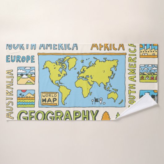 Illustration Vintager Geografie Badehandtuch (Badehandtuch)