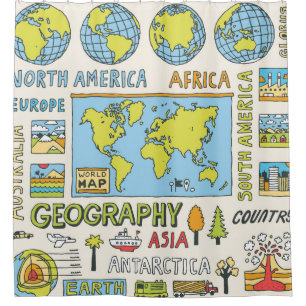 Illustration Vintager Geografie Duschvorhang