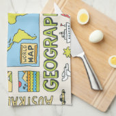 Illustration Vintager Geografie Geschirrtuch (Viertel Falte)