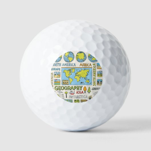 Illustration Vintager Geografie Golfball (Vorderseite)