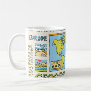 Illustration Vintager Geografie Kaffeetasse