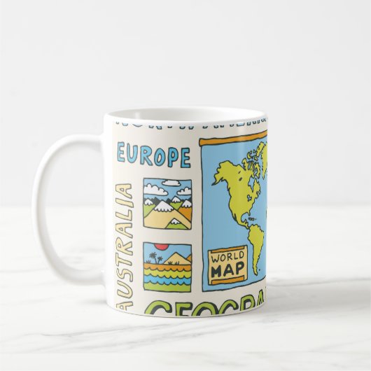 Illustration Vintager Geografie Kaffeetasse (Links)