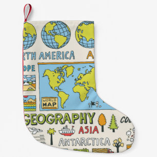 Illustration Vintager Geografie Kleiner Weihnachtsstrumpf