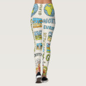 Illustration Vintager Geografie Leggings (Rückseite)