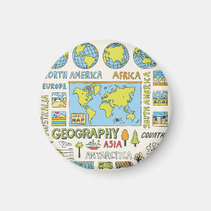 Illustration Vintager Geografie Magnet