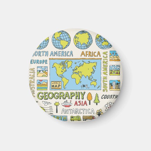 Illustration Vintager Geografie Magnet (Vorne)