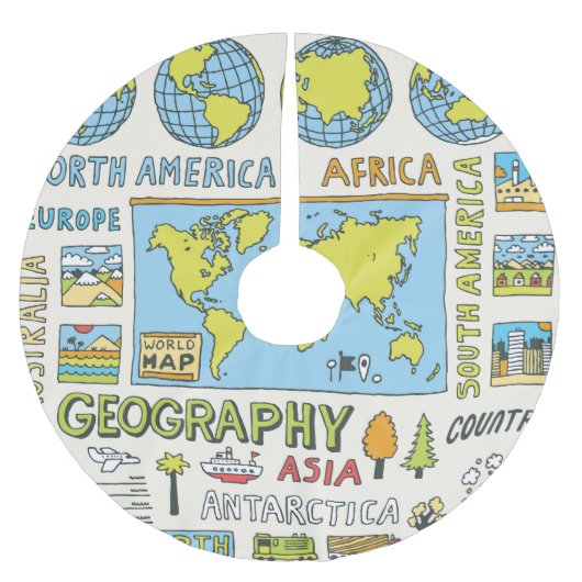 Illustration Vintager Geografie Polyester Weihnachtsbaumdecke (Vorderseite)