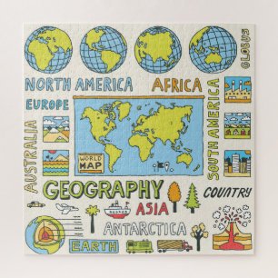 Illustration Vintager Geografie Puzzle