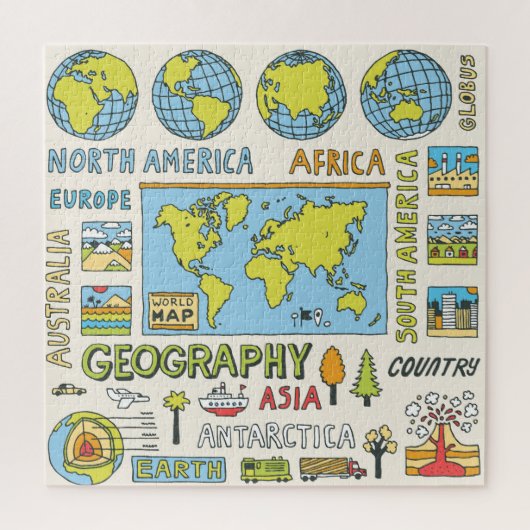 Illustration Vintager Geografie Puzzle (Vertikal)