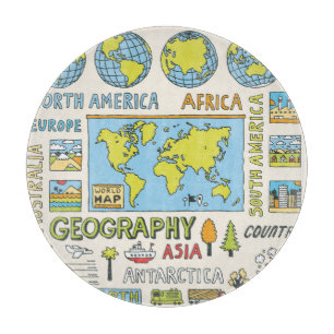 Illustration Vintager Geografie Schneidebrett