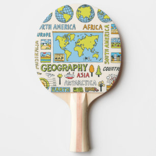 Illustration Vintager Geografie Tischtennis Schläger