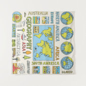 Illustration Vintager Geografie Wandteppich (Vorderseite (Horizontal))