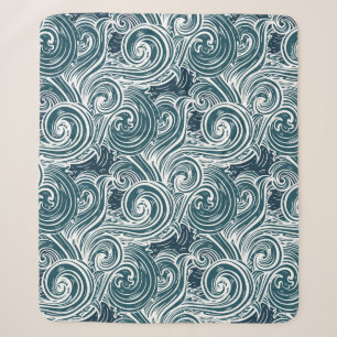 Illustration Vintager handGezeichnet Meereswellen Sherpadecke