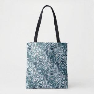 Illustration Vintager handGezeichnet Meereswellen Tasche