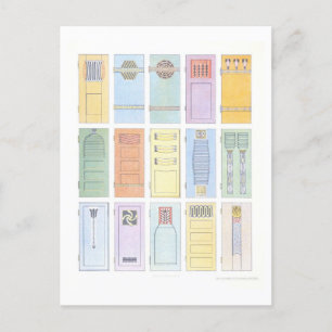 Illustration Vintager Jugendstil-Türen Postkarte