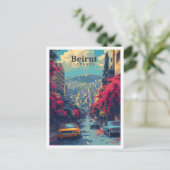 Illustration Vintager Kunstreisen in Beirut, Liban Postkarte (Stehend Vorderseite)