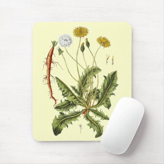 Illustration Vintager Löwenzahn Mousepad (Mit Mouse)