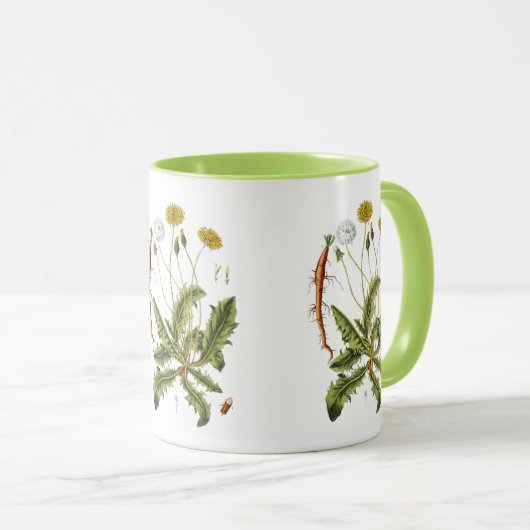 Illustration Vintager Löwenzahn Tasse (VorderseiteRechts)